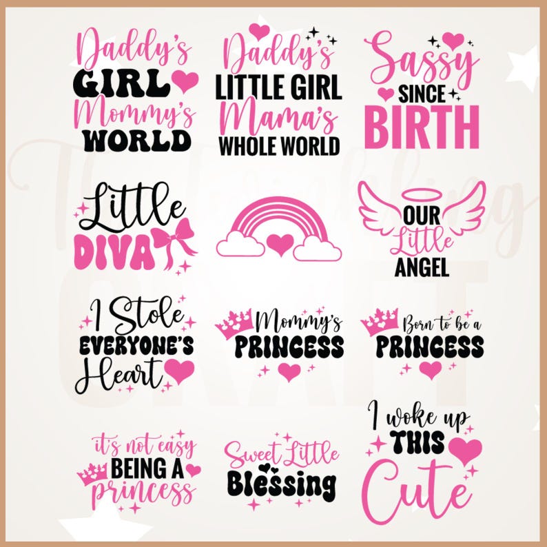 Baby Girl SVG PNG Bundle, Cricut, Png, Svg, Sublimation, Baby Sayings ...