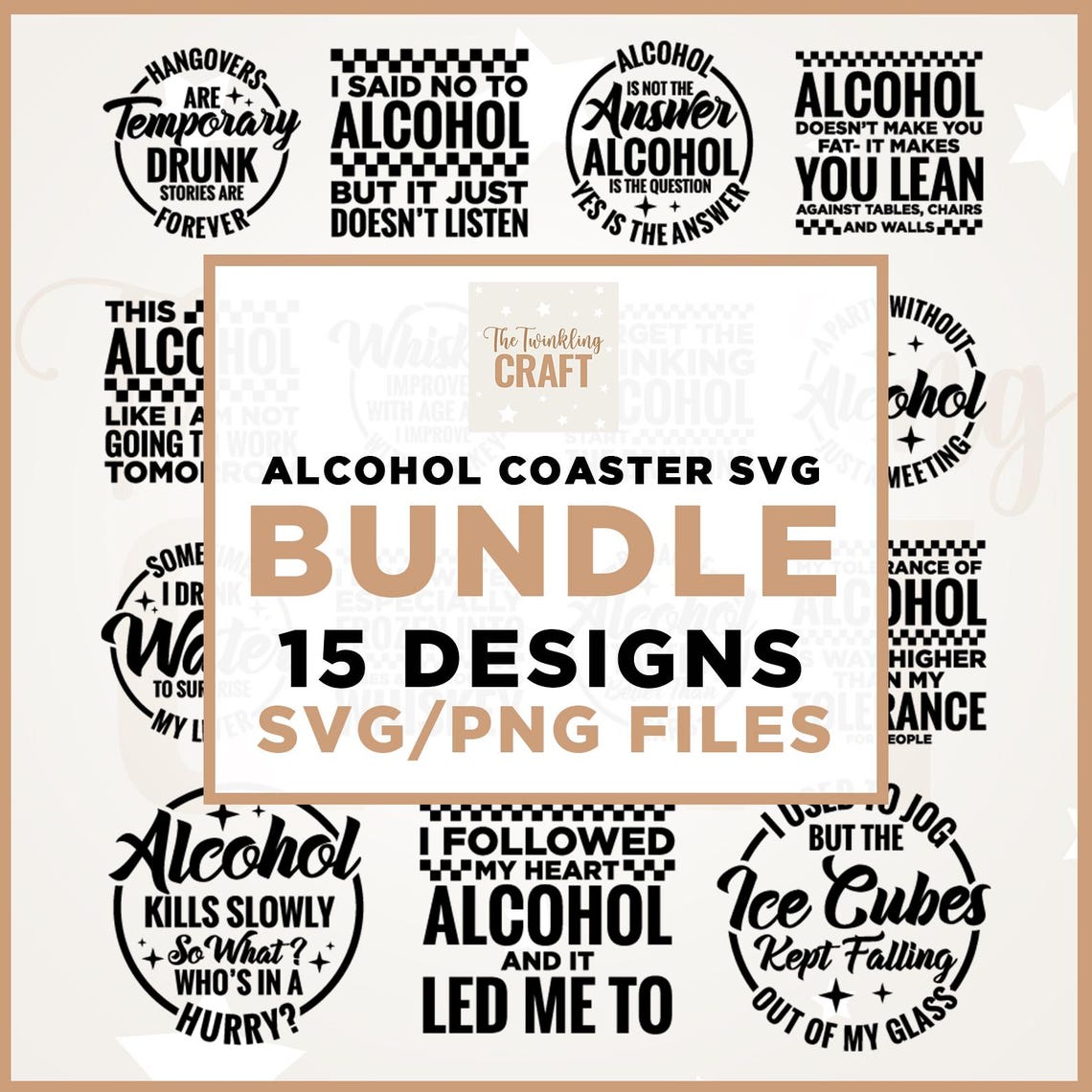 Funny Alcohol Quotes SVG Bundle, Coaster Designs (digital Download) - Etsy
