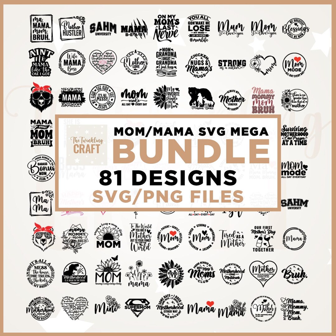 Momma Pattern Svg Mom Mama SVG Bundle, 81 Designs, Mother's Day Cut Files (SVG/PNG) - Etsy