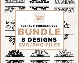 Floral Border SVG Bundle: Monogram Frames, Wedding Invitation Cut Files