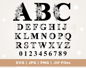 Floral Alphabet SVG, Flower Letter Monogram Font (Digital Download)
