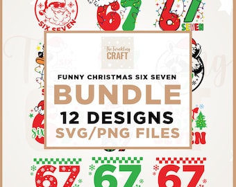 Funny Christmas 'Six Seven' Meme PNG SVG Bundle (Digital Download)