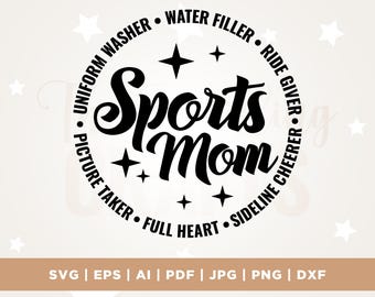 Sports Mom SVG, Cut File, Cricut, Png, Sublimation (Digital Download)
