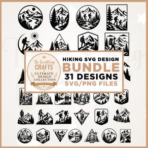 Hiking svg bundle, Forest scene svg, Cricut, Png, Svg, Hiking SVG file, mountain hiker svg, Instant Download, Mountain Svg Bundle