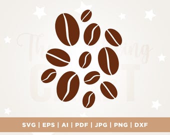 Coffee Bean Cluster (svg, png, dxf, ai, eps, pdf, jpg - Digital Download)
