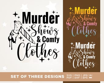 Asesinato muestra ropa cómoda SVG, crimen real PNG (descarga digital)