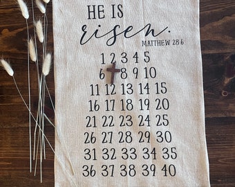 Easter Countdown- Lent Calendar- Easter Decorations- Linen Countdown