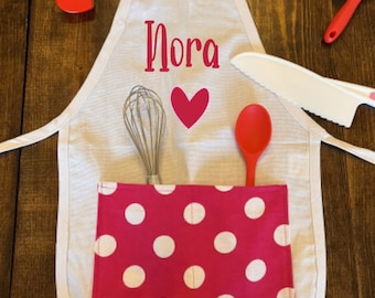 Personalized Valentine Apron- Kids Apron- Custom Apron for Kids- Valentine's Day Gift- Personalized Valentines Day Gift