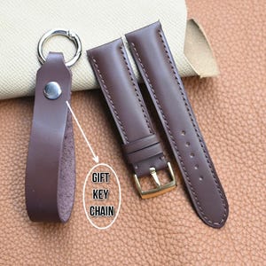 Dark Brown Pullup Leather Watch Strap Band, Handmade customer Sizes 12mm-24mm, Keychain Gift, Vintage Style.