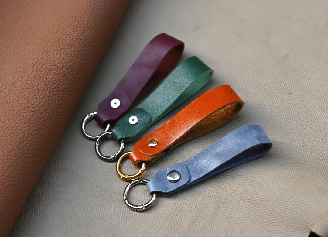 Combo 2 Keychain, Handmade Pullup Leather, Snap Closure Keyring, Gift ...