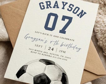 Soccer Birthday Invitation Template, Editable Soccer Invite, Sports Birthday Party Invitation, Boy Soccer Birthday, Digital Download