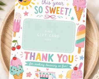 End of Year Teacher Gift Card Holder, Printable Teacher Appreciation Card, Last Day of School Gift for Teacher, End of School Teacher Gift
