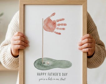 Father’s Day Handprint Golf Print, Golf Handprint Craft Art, Kids Handprint Art, Printable Dad Gift, Gifts for Dad, Father's Day