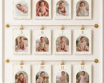 Winnie the Pooh Monthly Photo Banner, First Birthday Photo Banner, 1-12 Month Milestone Garland, Baby First Year Photos, Monthly Milestones