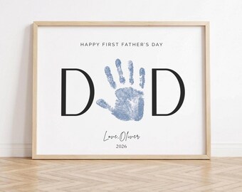 Personalized Father's Day Handprint, Handprint Craft Art, New Dad Gift, Father’s Day Gift, Gift for Dad, Father's Day