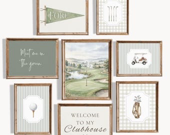 Vintage Golf Nursery Wall Art Set, Country Club Nursery Decor, Preppy Golf Prints, Golf Nursery Wall Decor, Sage Green Boy Nursery Art