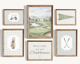 Golf Nursery Wall Art Set, Golf Nursery Decor, Preppy Boy Nursery Prints, Boys Nursery Art, Sage Green Golf Wall Art, Golf Prints
