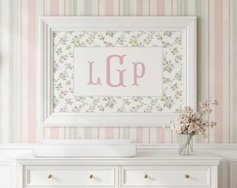 Personalized Name Print Nursery Wall Art, Name Sign For Nursery, Name Print Custom Monogram, Baby Girl Nursery Decor, Custom Baby Name Sign