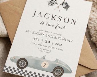 Race Car Birthday Invitation Template, Two Fast Birthday Invite, Racing Party Invitation, Editable Boy Birthday Invite, Sports Car Invite