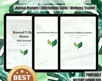 Self-Care Journal Bundle | Gratitude, Wellness & Habit Tracker Printables | Mindful Daily Planner