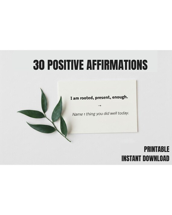 Printable Affirmation Cards | 30-Card Mindfulness & Self-Care Deck | Positive Reflection Prompts | Digital Download