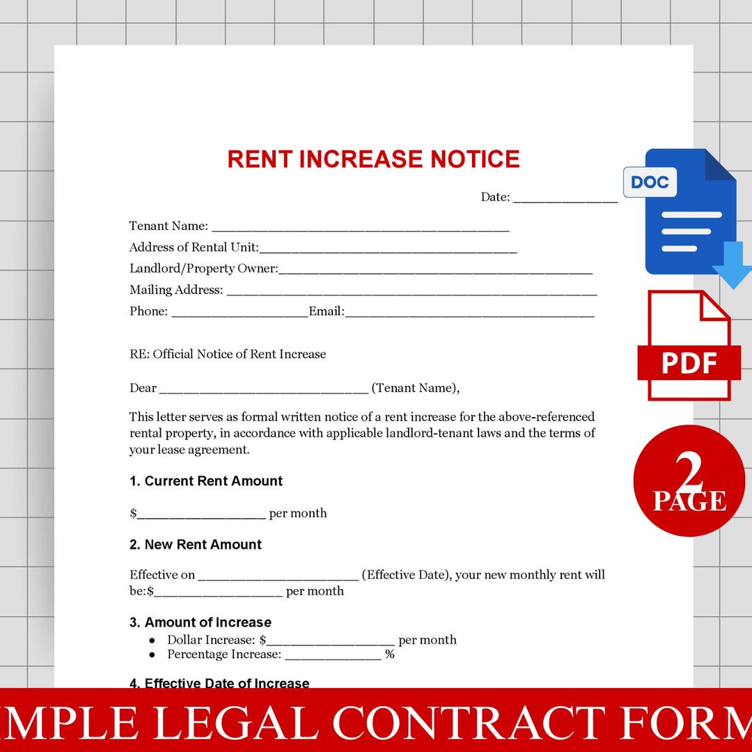 Alberta Rent Increase Form.pdf Rent Increase Notice Form Ready to Print and Editable in Google Docs ...