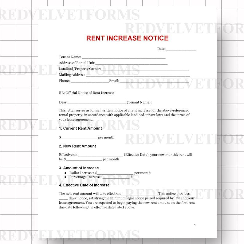 Alberta Rent Increase Form.pdf Rent Increase Notice Form Ready to Print and Editable in Google Docs - Etsy
