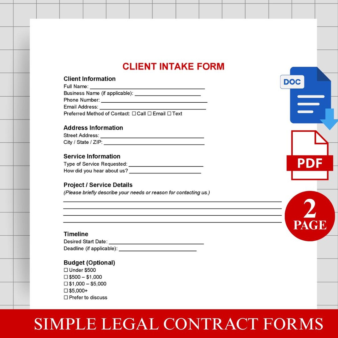 Client Intake Form Ready to Print or Edit in Google Docs - Etsy