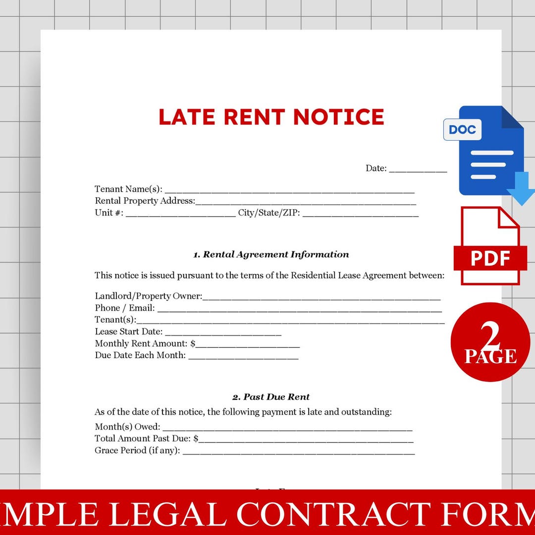 Late Rent Notice Form Ready to Print and Editable on Google Docs - Etsy