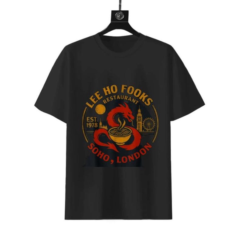 T-shirt Dragon Lee Ho Fooks - Restaurant Chinois De Soho London - Design Vintage Années 80 - Unisexe