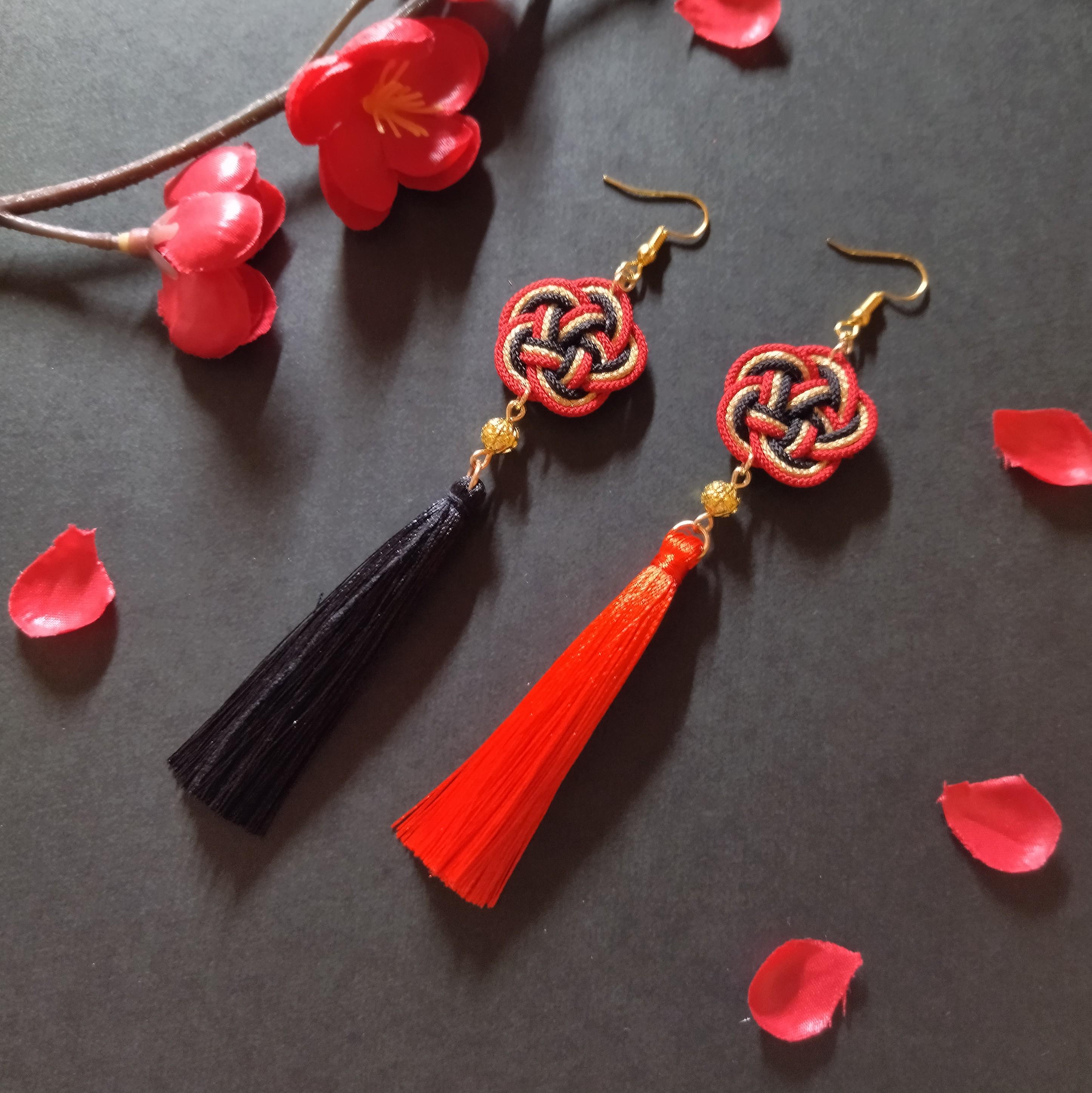 Traditional Japanese Knot Earrings, Perfect for Kimono, Hakama