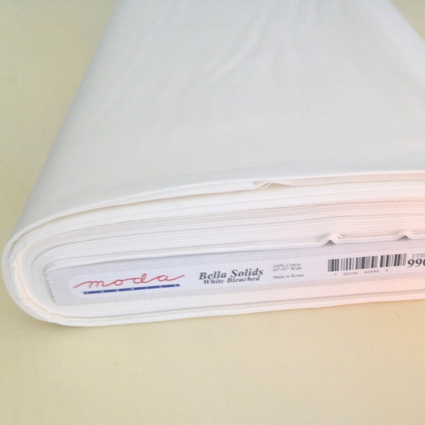 Moda Bella WHITE BLEACHED Solid,9900 98 White Bleached, Sold By the 1/2 Yard