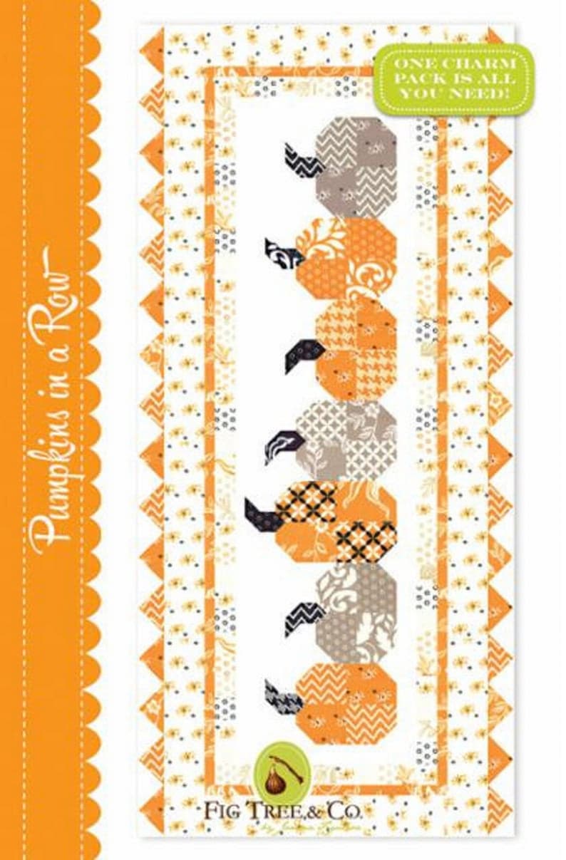 SALE, Pumpkins in a Row Table Runner Pattern by Fig Tree, Charm Pack