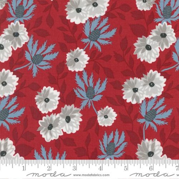 Old Glory Red Liberty Bouquet by Lella Boutique for Moda Fabrics, Moda 5200 15, Sold by 1/2 Yard and Cut Continuously