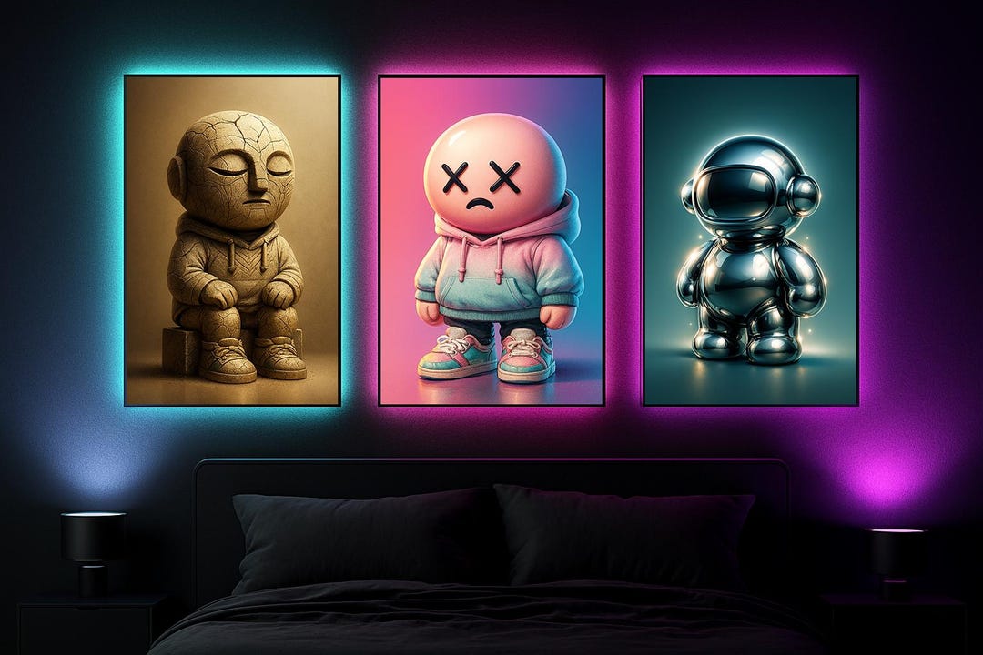 Modern Pop Art Figure Wall Art Set | Ultra Realistic 8K Vector Style ...