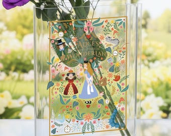 Alice in Wonderland Book Vase, Literary Vase, Bookish Home Decor,  Readers Book Vase, Library Vase, Retro Book Floral Vase, Name Book Vase