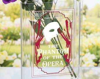 The Phantom Of The Opera Acrylic Book Vase, Literary Vase, Classic Novel Lover Gift, Bookish Home Decor, Readers Book Vase, Library Vase
