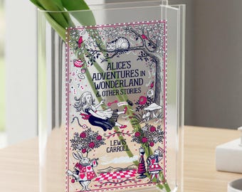 Alice in Wonderland Book Vase, Literary Vase, Bookish Home Decor,  Readers Book Vase, Library Vase, Retro Book Floral Vase, Name Book Vase