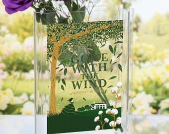 Gone With The Wind Acrylic Book Vase, Literary Vase, Classic Novel Lover Gift, Bookish Home Decor, Readers Book Vase, Library Flower Vase