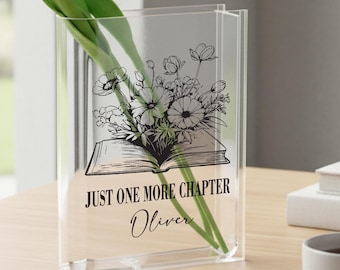 Vaso personalizado em acrílico em formato de livro, vaso literário, decoração para casa com tema de livros, vaso para leitores, vaso para biblioteca, vaso floral retrô em formato de livro, vaso com nome em formato de livro