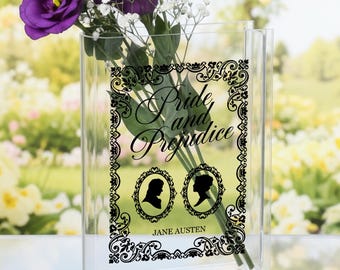 Pride and Prejudice Acrylic Book Vase, Literary Vase, Classic Novel Lover Gift, Bookish Home Decor, Readers Book Vase, Library Flower Vase