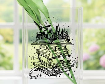 Wizard Castle Acrylic Book Vase, Fantasy Literary Vase, Classic Novel Lover Gift, Bookish Home Decor, Readers Book Vase,Library Bookish Vase