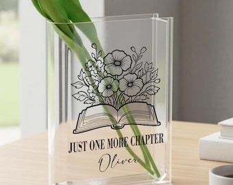 Vaso personalizado em acrílico em formato de livro, vaso literário, decoração para casa com tema de livros, vaso para leitores, vaso para biblioteca, vaso floral retrô em formato de livro, vaso com nome em formato de livro