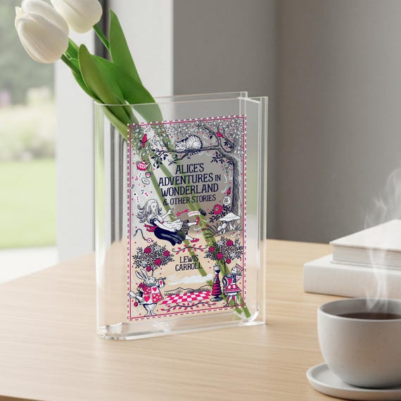 Alice in Wonderland Book Vase, Literary Vase, Bookish Home Decor,  Readers Book Vase, Library Vase, Retro Book Floral Vase, Name Book Vase