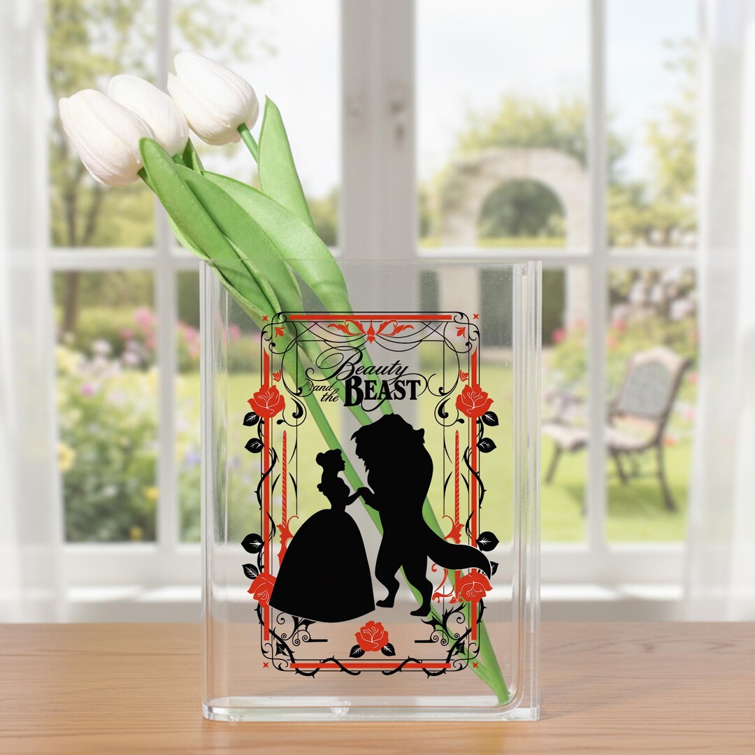 Beauty and the Beast Acrylic Book Vase,classic Fairy-tale Vase,red Rose ...