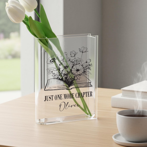 Personalized Acrylic Book Vase, Literary Vase, Bookish Home Decor,  Readers Book Vase, Library Vase, Retro Book Floral Vase, Name Book Vase