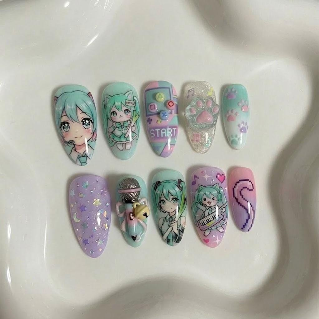 Hatsune miku nails - Etsy 日本