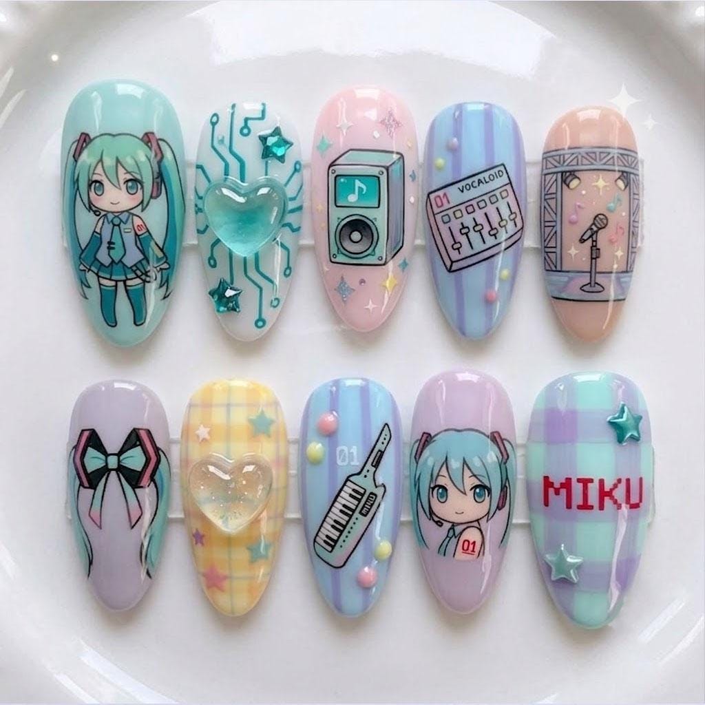 Hatsune miku nails - Etsy 日本