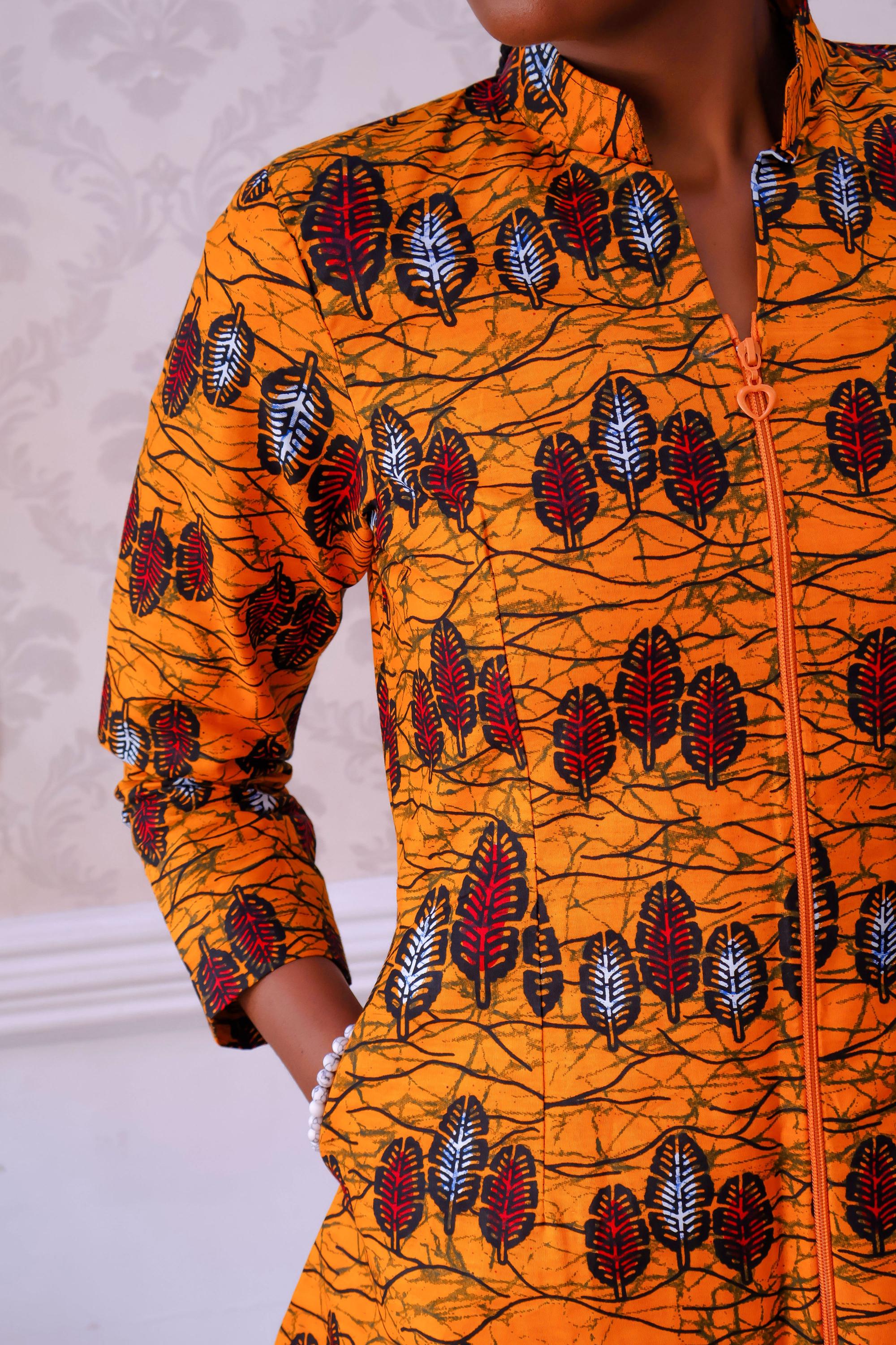 knee length dresses for ladies African Kitenge Wax Print Ankara Long Dress – Asigbe main image 0