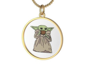 Baby Yoda Holding Necklace